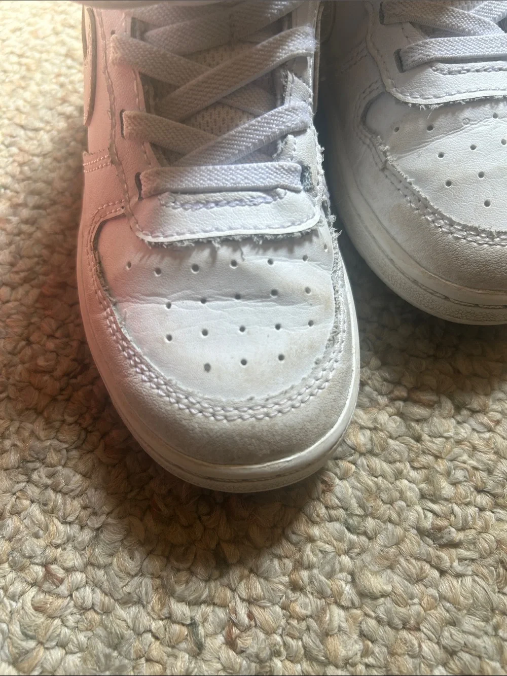 Nike Kids White High-Top Sneakers with Hook-and-Loop Strap
